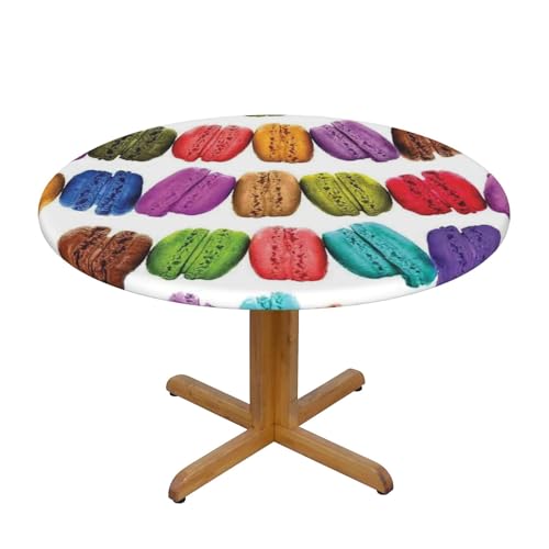 MKNAZ Tischdecke mit Macaron-Keksgeschmack, bedruckt, rund, Durchmesser 122 cm, dekorativer Tischschutz für Küche, Esszimmer, Partys, Hochzeiten, Picknick, LIY34F181 von MKNAZ