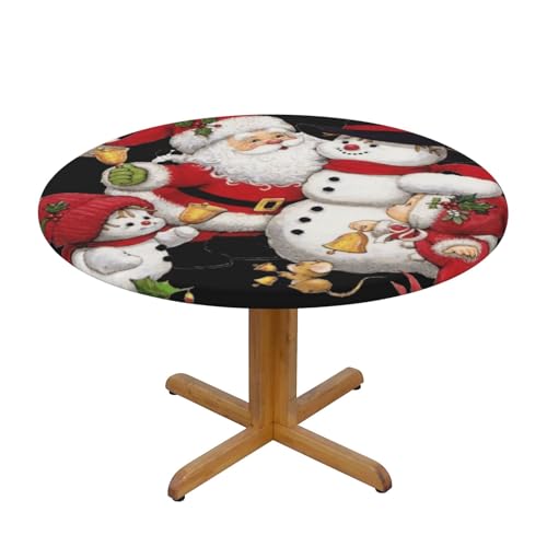 Tischdecke mit Weihnachtsmann-Motiv, rund, Durchmesser 138 cm, dekorativer Tischschutz für Küche, Esszimmer, Partys, Hochzeiten, Picknick von MKNAZ