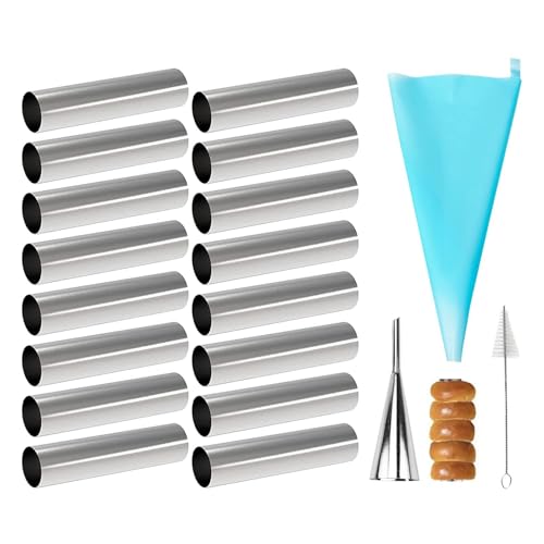 Cannoli Formen, MKNZOME 16 Stück Schillerlockenform Edelstahl Croissant Form Schaumrollenform Spirale Horn Tubes Hörnchen Backform Schaumrollen set für Sahnehorn Croissant Backform von MKNZOME