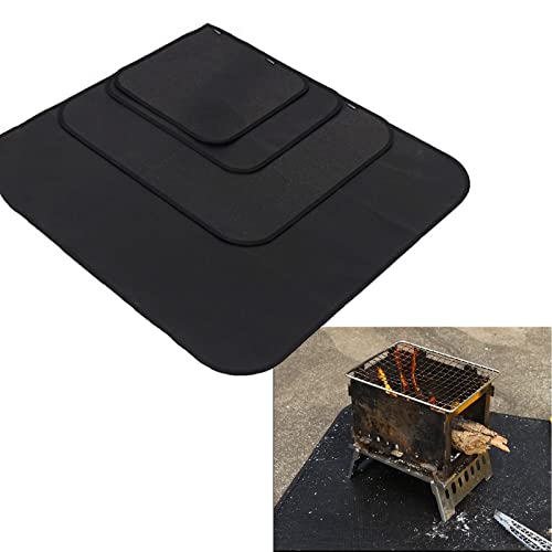 Feuerschale Matte Feuerstelle Matte, 35*34 cm Unter Grill Feuerfeste Unterlage, Hitzebeständige Schutzmatte für Boden Rasen Gras Terrasse Balkon Deck Outdoor Holzverbrennung Holzkohlegrill, Schwarz-S von MKNZOME