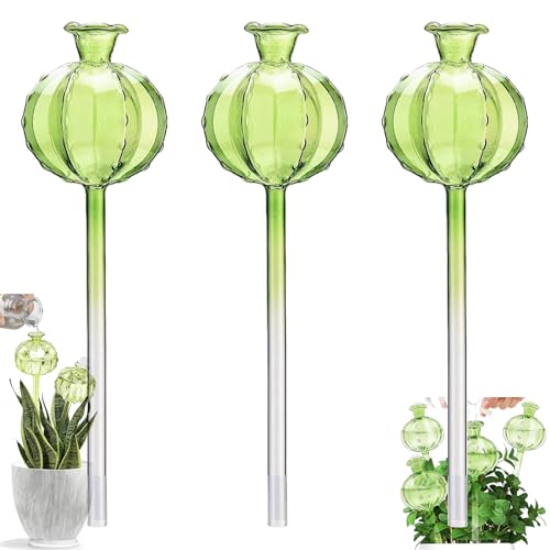 MKNZOME Glas Bewässerungskugeln, 3 Stück Automatische Pflanzen Bewässerung Zimmerpflanzen Bewässerungssystem Urlaub Selbstbewässerung Wasserspender Pflanzen Blumen Garten Balkon von MKNZOME