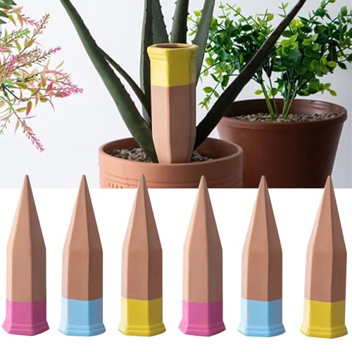 MKNZOME Tonkegel Bewässerung, Terrakotta Pflanzen Selbstbewässerung Pfähle, Automatische Pflanzenbewässerung Indoor Set, Slow Release, Urlaub Pflanzen-Nanny für Topfpflanzen Blumen Bäume, 6 x 190ml MKNZOME Tonkegel Bewässerung, Terrakotta Pflanzen Selbstbewässerung Pfähle, Automatische Pflanzenbewässerung Indoor Set, Slow Release, Urlaub Pflanzen-Nanny für Topfpflanzen Blumen Bäume, 6 x 190ml von MKNZOME
