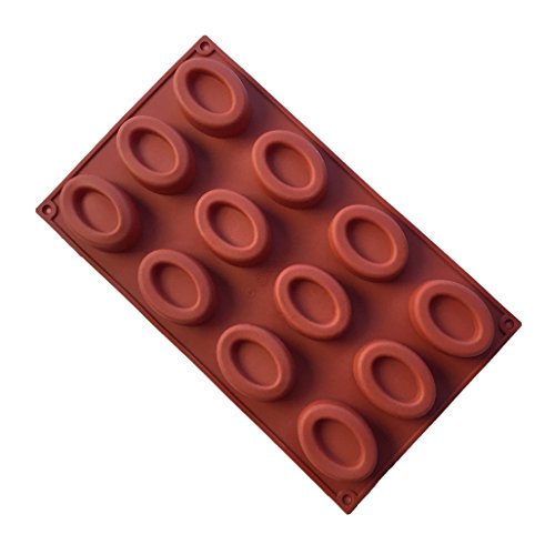 MKNzone 1 Stück 12-Loch 29.7 X 17.2 X 1.7 cm Silikon Backform Schokolade, Gelees und Süßigkeiten etc. - Mini Oval Donuts von MKNzone