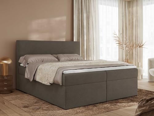 MKS MEBLE Boxspringbett 140x200, Boxspringbett mit Matratze H4, Bett mit Bettkasten and Kopfteil, Doppelbett mit Stauraum - Jaguar - Braun - Struktur dekostoff - H4 MKS MEBLE Boxspringbett 140x200, Boxspringbett mit Matratze H4, Bett mit Bettkasten and Kopfteil, Doppelbett mit Stauraum - Jaguar - Braun - Struktur dekostoff - H4 von MKS MEBLE