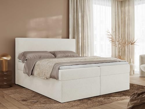 MKS MEBLE Boxspringbett 160x200, Boxspringbett mit Matratze H4, Bett mit Bettkasten and Kopfteil, Doppelbett mit Stauraum - Jaguar - Creme - Struktur dekostoff - H4 MKS MEBLE Boxspringbett 160x200, Boxspringbett mit Matratze H4, Bett mit Bettkasten and Kopfteil, Doppelbett mit Stauraum - Jaguar - Creme - Struktur dekostoff - H4 von MKS MEBLE