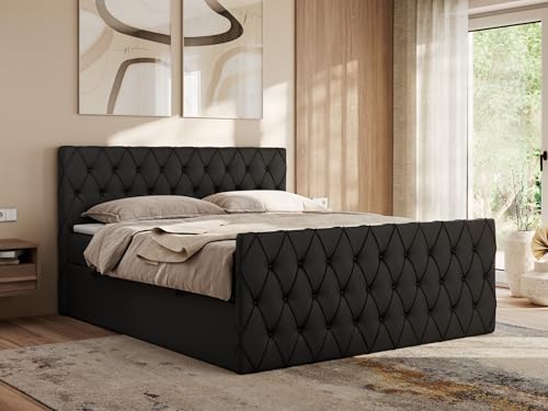 MKS MEBLE Boxspringbett 160x200 mit Bettkasten,Bett mit Matratze H4, Boxspringbett 160x200 mit Topper - Miren Duo - Schwarz Kunstleder - H4 MKS MEBLE Boxspringbett 160x200 mit Bettkasten,Bett mit Matratze H4, Boxspringbett 160x200 mit Topper - Miren Duo - Schwarz Kunstleder - H4 von MKS MEBLE