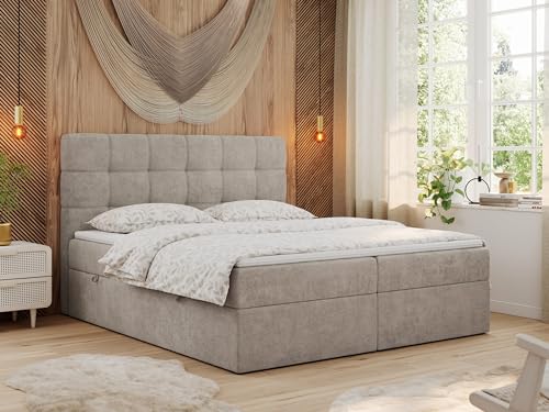 MKS MEBLE Boxspringbett 160x200 mit Matratze, Bett mit Multipocket - Matratze H3 und Topper, Polsterbett 160x200 mit Bettkasten und Kopfteil, ERNI - Beige Stukture MKS MEBLE Boxspringbett 160x200 mit Matratze, Bett mit Multipocket - Matratze H3 und Topper, Polsterbett 160x200 mit Bettkasten und Kopfteil, ERNI - Beige Stukture von MKS MEBLE