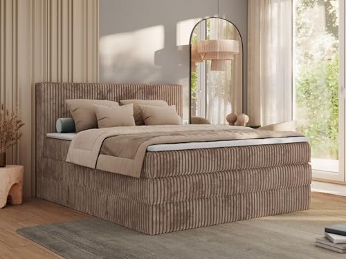 MKS MEBLE Boxspringbett 180x200 Braun Cord Mit Matratze H4, Bettkasten und Kopfteil - Doppelbett Mit Stauraum, Polsterbett Tiliano King MKS MEBLE Boxspringbett 180x200 Braun Cord Mit Matratze H4, Bettkasten und Kopfteil - Doppelbett Mit Stauraum, Polsterbett Tiliano King von MKS MEBLE