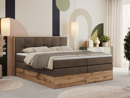 MKS MEBLE Boxspringbett 180x200 mit Bettkasten Holz Holzrahmen, Boxbett 180x200 mit Matratze H3 und Kopfteil - Braun Velvet - Albero-1 King MKS MEBLE Boxspringbett 180x200 mit Bettkasten Holz Holzrahmen, Boxbett 180x200 mit Matratze H3 und Kopfteil - Braun Velvet - Albero-1 King von MKS MEBLE