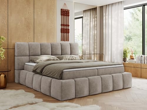 MKS MEBLE Boxspringbett 200x200 cm mit Bettkasten, Bett mit Matratze H4, Boxspringbett mit Topper - NIRA - Beige Strukture - H4 MKS MEBLE Boxspringbett 200x200 cm mit Bettkasten, Bett mit Matratze H4, Boxspringbett mit Topper - NIRA - Beige Strukture - H4 von MKS MEBLE