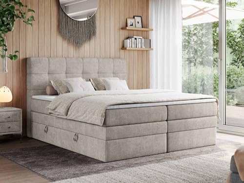 MKS MEBLE Boxspringbett 200x200 mit Bettkasten und Matratze H4 - Boxbett - H4 Beige Struktur - ERNI King MKS MEBLE Boxspringbett 200x200 mit Bettkasten und Matratze H4 - Boxbett - H4 Beige Struktur - ERNI King von MKS MEBLE