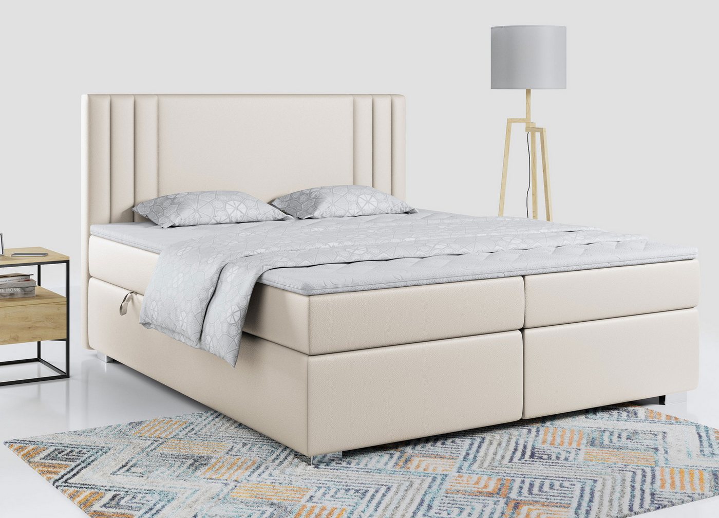 MKS MEBLE Boxspringbett NYJA, Doppelbett mit Multipocket-Matratze und Topper von MKS MEBLE