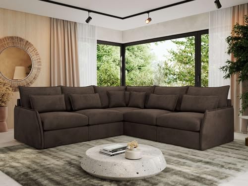 MKS MEBLE Ecksofa Sofa L-Form, Wohnlandschaft, Couch L Form, Sofagarnitur, Couchgarnitur, Polsterecke - Verso L - Braun Velvet MKS MEBLE Ecksofa Sofa L-Form, Wohnlandschaft, Couch L Form, Sofagarnitur, Couchgarnitur, Polsterecke - Verso L - Braun Velvet von MKS MEBLE
