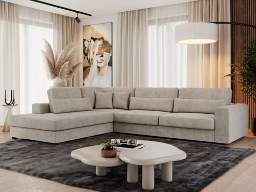 MKS MEBLE Ecksofa Sofa L-Form Beige Strukture, Wohnlandschaft L-Form, Couch L Form, Sofagarnitur Couchgarnitur Polsterecke, Breite: 316 cm - Savona L - Beige Strukture - Links MKS MEBLE Ecksofa Sofa L-Form Beige Strukture, Wohnlandschaft L-Form, Couch L Form, Sofagarnitur Couchgarnitur Polsterecke, Breite: 316 cm - Savona L - Beige Strukture - Links von MKS MEBLE
