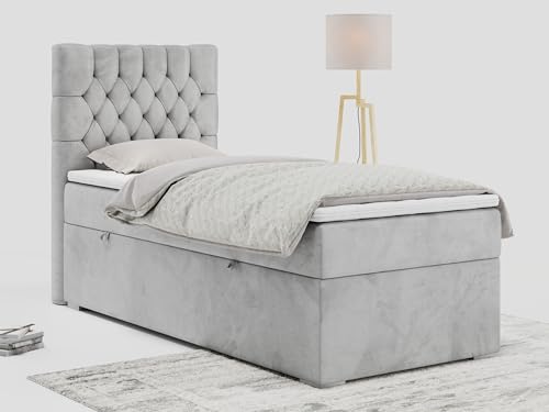 MKS MEBLE Grau Boxspringbett 90x200 - Doppelbett Polsterbett mit Multipocket-Matratze H3 und Topper - Stauraumbett mit Matratzenauflagen - Dalia MKS MEBLE Grau Boxspringbett 90x200 - Doppelbett Polsterbett mit Multipocket-Matratze H3 und Topper - Stauraumbett mit Matratzenauflagen - Dalia von MKS MEBLE