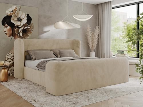 MKS MEBLE Polsterbett 140x200 Creme Plüsch mit Multipocket-Matratze, modernes Design, stabile Konstruktion – Doppelbett ohne Bettkasten, Designerbett - EMORA Duo MKS MEBLE Polsterbett 140x200 Creme Plüsch mit Multipocket-Matratze, modernes Design, stabile Konstruktion – Doppelbett ohne Bettkasten, Designerbett - EMORA Duo von MKS MEBLE