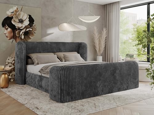 MKS MEBLE Polsterbett 160x200 Grau Cord mit Multipocket-Matratze, modernes Design, stabile Konstruktion – Doppelbett ohne Bettkasten, Designerbett - EMORA Duo MKS MEBLE Polsterbett 160x200 Grau Cord mit Multipocket-Matratze, modernes Design, stabile Konstruktion – Doppelbett ohne Bettkasten, Designerbett - EMORA Duo von MKS MEBLE