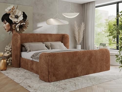MKS MEBLE Polsterbett 160x200 Orange Cord mit Multipocket-Matratze, modernes Design, stabile Konstruktion – Doppelbett ohne Bettkasten, Designerbett - EMORA Duo MKS MEBLE Polsterbett 160x200 Orange Cord mit Multipocket-Matratze, modernes Design, stabile Konstruktion – Doppelbett ohne Bettkasten, Designerbett - EMORA Duo von MKS MEBLE