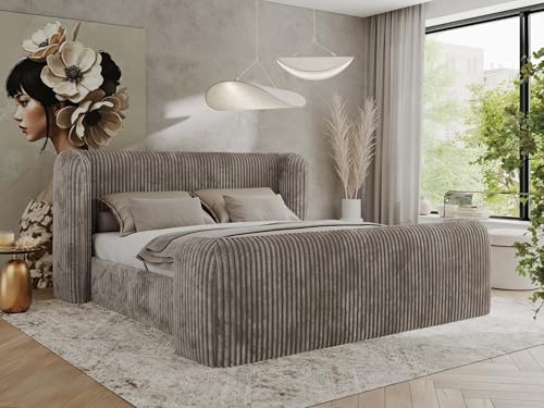 MKS MEBLE Polsterbett 180x200 Hellbraun Cord mit Multipocket-Matratze, modernes Design, stabile Konstruktion – Doppelbett ohne Bettkasten, Designerbett - EMORA Duo MKS MEBLE Polsterbett 180x200 Hellbraun Cord mit Multipocket-Matratze, modernes Design, stabile Konstruktion – Doppelbett ohne Bettkasten, Designerbett - EMORA Duo von MKS MEBLE