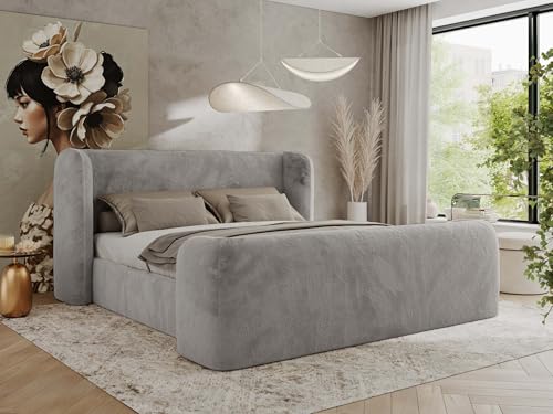 MKS MEBLE Polsterbett 180x200 Hellgrau Plüsch mit Multipocket-Matratze, modernes Design, stabile Konstruktion – Doppelbett ohne Bettkasten, Designerbett - EMORA Duo MKS MEBLE Polsterbett 180x200 Hellgrau Plüsch mit Multipocket-Matratze, modernes Design, stabile Konstruktion – Doppelbett ohne Bettkasten, Designerbett - EMORA Duo von MKS MEBLE