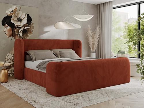MKS MEBLE Polsterbett 180x200 Orange Plüsch mit Multipocket-Matratze, modernes Design, stabile Konstruktion – Doppelbett ohne Bettkasten, Designerbett - EMORA Duo MKS MEBLE Polsterbett 180x200 Orange Plüsch mit Multipocket-Matratze, modernes Design, stabile Konstruktion – Doppelbett ohne Bettkasten, Designerbett - EMORA Duo von MKS MEBLE