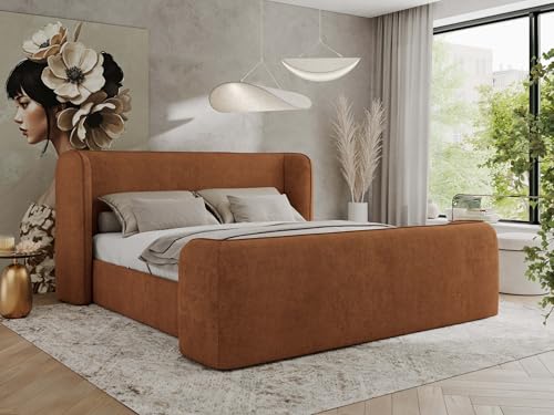 MKS MEBLE Polsterbett 180x200 Orange Strukture mit Multipocket-Matratze, modernes Design, stabile Konstruktion – Doppelbett ohne Bettkasten, Designerbett - EMORA Duo MKS MEBLE Polsterbett 180x200 Orange Strukture mit Multipocket-Matratze, modernes Design, stabile Konstruktion – Doppelbett ohne Bettkasten, Designerbett - EMORA Duo von MKS MEBLE