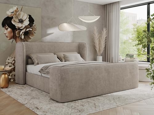 MKS MEBLE Polsterbett 200x200 Beige Strukture ohne Matratze, modernes Design, stabile Konstruktion – Doppelbett ohne Bettkasten, Designerbett - EMORA Duo MKS MEBLE Polsterbett 200x200 Beige Strukture ohne Matratze, modernes Design, stabile Konstruktion – Doppelbett ohne Bettkasten, Designerbett - EMORA Duo von MKS MEBLE