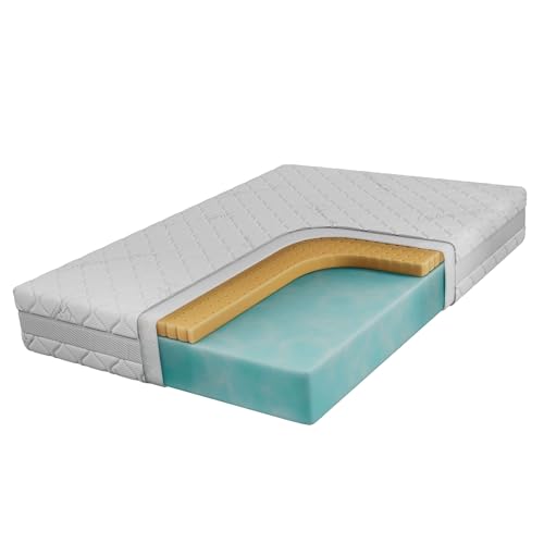 MKS MEBLE Schaummatratze mit Latex & Kaltschaum, punktelastisch & flexibel – für Seitenschläfer – Härtegrad H2 – ROVO (Bezug Sivo, 180 x 200 cm) von MKS MEBLE