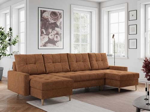 MKS MEBLE Sofa U-Form mit Schlaffunktion, Wohnlandschaft U-Form, Couch mit Schlaffunktion und Bettkasten, Schlafsofa mit Bettkasten, Couch mit Schlaffunktion - Orange Struktur Colin U MKS MEBLE Sofa U-Form mit Schlaffunktion, Wohnlandschaft U-Form, Couch mit Schlaffunktion und Bettkasten, Schlafsofa mit Bettkasten, Couch mit Schlaffunktion - Orange Struktur Colin U von MKS MEBLE