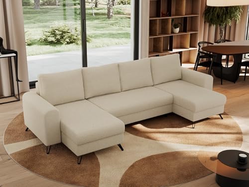 MKS MEBLE Sofa U-Form mit Schlaffunktion, Wohnlandschaft U Form Couch, Schlafsofa Bettsofa mit Schlaffunktion und Bettkasten - Beige Boucle - Axel U MKS MEBLE Sofa U-Form mit Schlaffunktion, Wohnlandschaft U Form Couch, Schlafsofa Bettsofa mit Schlaffunktion und Bettkasten - Beige Boucle - Axel U von MKS MEBLE