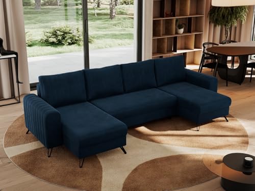 MKS MEBLE Sofa U-Form mit Schlaffunktion, Wohnlandschaft U Form Couch, Schlafsofa Bettsofa mit Schlaffunktion und Bettkasten - Dunkelblau Velvet - Axel U - Topper T25 MKS MEBLE Sofa U-Form mit Schlaffunktion, Wohnlandschaft U Form Couch, Schlafsofa Bettsofa mit Schlaffunktion und Bettkasten - Dunkelblau Velvet - Axel U - Topper T25 von MKS MEBLE
