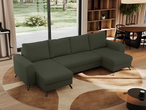 MKS MEBLE Sofa U-Form mit Schlaffunktion, Wohnlandschaft U Form Couch, Schlafsofa Bettsofa mit Schlaffunktion und Bettkasten - Grün Boucle - Axel U MKS MEBLE Sofa U-Form mit Schlaffunktion, Wohnlandschaft U Form Couch, Schlafsofa Bettsofa mit Schlaffunktion und Bettkasten - Grün Boucle - Axel U von MKS MEBLE