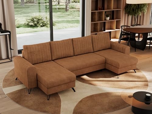 MKS MEBLE Sofa U-Form mit Schlaffunktion, Wohnlandschaft U Form Couch, Schlafsofa Bettsofa mit Schlaffunktion und Bettkasten - Orange Struktur - Axel U - Topper T25 MKS MEBLE Sofa U-Form mit Schlaffunktion, Wohnlandschaft U Form Couch, Schlafsofa Bettsofa mit Schlaffunktion und Bettkasten - Orange Struktur - Axel U - Topper T25 von MKS MEBLE