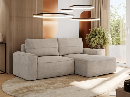 MKS MEBLE Sofa mit Schlaffunktion - Ecksofa mit Schlaffunktion und Bettkasten - Sofa 3 Sitzer - Schlafsofa - Couch - Schlafsofa mit Bettkasten - Belluno - Beige Strukture - Rechts MKS MEBLE Sofa mit Schlaffunktion - Ecksofa mit Schlaffunktion und Bettkasten - Sofa 3 Sitzer - Schlafsofa - Couch - Schlafsofa mit Bettkasten - Belluno - Beige Strukture - Rechts von MKS MEBLE