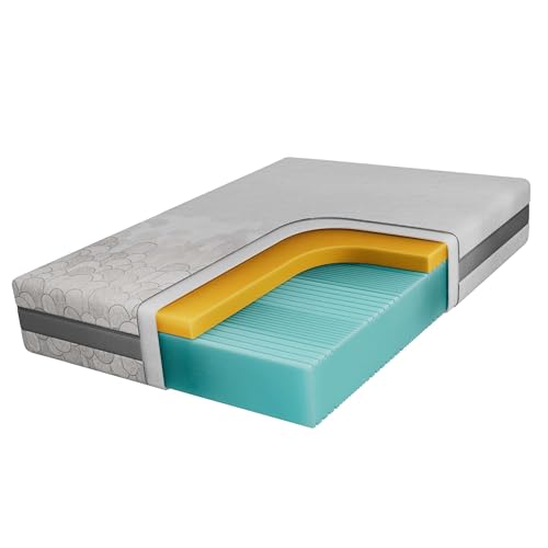 MKS MEBLE Visco-Kaltschaummatratze mit 7-Zonen-Profilierung – atmungsaktiv, flexibel & ideal für Seitenschläfer – Härtegrad H2 – ORIO (Bezug Apri, 160 x 200 cm) von MKS MEBLE