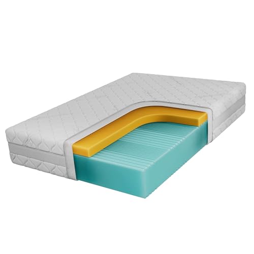 MKS MEBLE Visco-Kaltschaummatratze mit 7-Zonen-Profilierung – atmungsaktiv, flexibel & ideal für Seitenschläfer – Härtegrad H2 – ORIO (Bezug Sivo, 140 x 200 cm) von MKS MEBLE