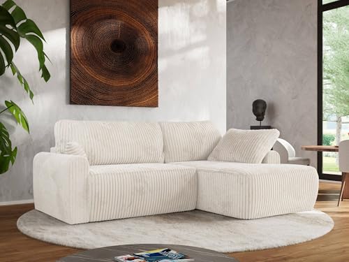 MKS MEBLE Wohnlandschaft Großes Sofa L-Form, Ecksofa mit Schlaffunktion und Bettkasten, Schlafsofa mit Stauraum, Couch mit losen Rückenpolstern CUBO L - Beige - Cord - Rechts MKS MEBLE Wohnlandschaft Großes Sofa L-Form, Ecksofa mit Schlaffunktion und Bettkasten, Schlafsofa mit Stauraum, Couch mit losen Rückenpolstern CUBO L - Beige - Cord - Rechts von MKS MEBLE