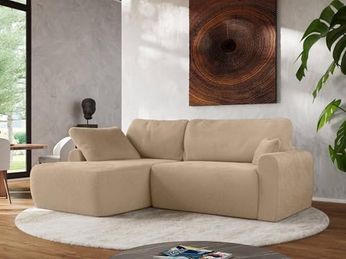 MKS MEBLE Wohnlandschaft Großes Sofa L-Form, Ecksofa mit Schlaffunktion und Bettkasten, Schlafsofa mit Stauraum, Couch mit losen Rückenpolstern CUBO L - Beige - Plüsch - Links MKS MEBLE Wohnlandschaft Großes Sofa L-Form, Ecksofa mit Schlaffunktion und Bettkasten, Schlafsofa mit Stauraum, Couch mit losen Rückenpolstern CUBO L - Beige - Plüsch - Links von MKS MEBLE