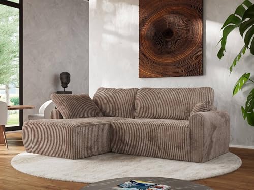 MKS MEBLE Wohnlandschaft Großes Sofa L-Form, Ecksofa mit Schlaffunktion und Bettkasten, Schlafsofa mit Stauraum, Couch mit losen Rückenpolstern CUBO L - Braun - Cord - Links MKS MEBLE Wohnlandschaft Großes Sofa L-Form, Ecksofa mit Schlaffunktion und Bettkasten, Schlafsofa mit Stauraum, Couch mit losen Rückenpolstern CUBO L - Braun - Cord - Links von MKS MEBLE