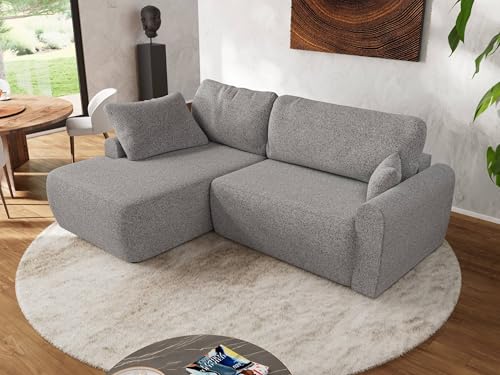 MKS MEBLE Wohnlandschaft Großes Sofa L-Form, Ecksofa mit Schlaffunktion und Bettkasten, Schlafsofa mit Stauraum, Couch mit losen Rückenpolstern CUBO L - Hellgrau - Strukture - Links MKS MEBLE Wohnlandschaft Großes Sofa L-Form, Ecksofa mit Schlaffunktion und Bettkasten, Schlafsofa mit Stauraum, Couch mit losen Rückenpolstern CUBO L - Hellgrau - Strukture - Links von MKS MEBLE