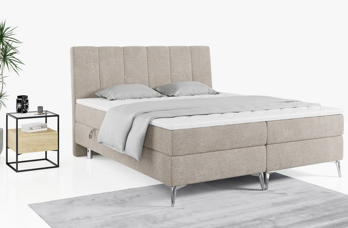 MKS MÖBEL Boxspringbett ADELANO, Doppelbett mit Multipocket Matratze, Modern Bett, Deko Bed von MKS MÖBEL