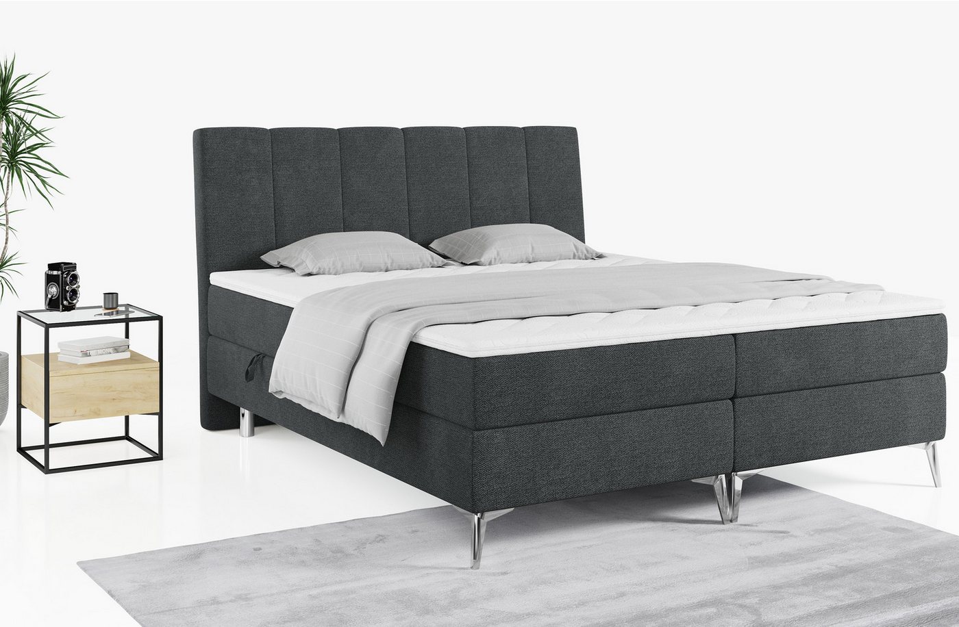 MKS MÖBEL Boxspringbett ADELANO, Doppelbett mit Multipocket Matratze, Modern Bett, Deko Bed von MKS MÖBEL