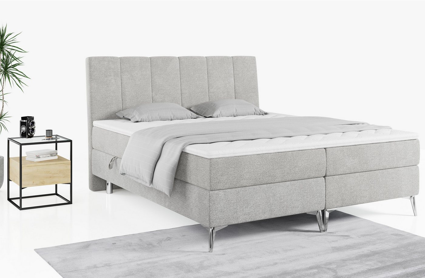 MKS MÖBEL Boxspringbett ADELANO, Doppelbett mit Multipocket Matratze, Modern Bett, Deko Bed von MKS MÖBEL