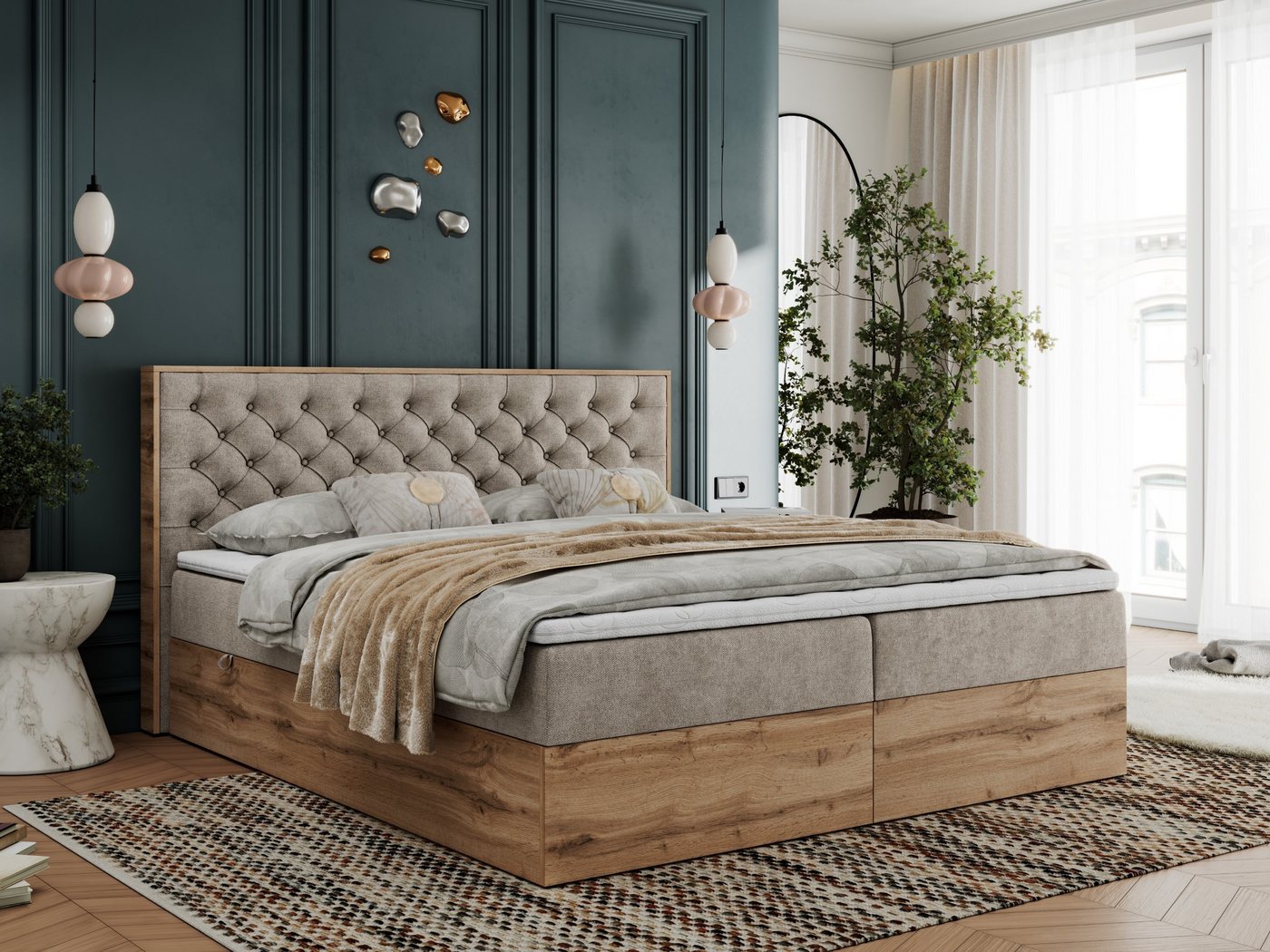 MKS MÖBEL Boxspringbett ALBERO 3 (Packung, Set, Topper T25, T30-Schaum, Stauraum, Zwei Bettkästen, Matratzen), Multipocket-Matratze, Doppelbett, mit Möbelplatten, mit Kopfstütze MKS MÖBEL Boxspringbett ALBERO 3 (Packung, Set, Topper T25, T30-Schaum, Stauraum, Zwei Bettkästen, Matratzen), Multipocket-Matratze, Doppelbett, mit Möbelplatten, mit Kopfstütze von MKS MÖBEL