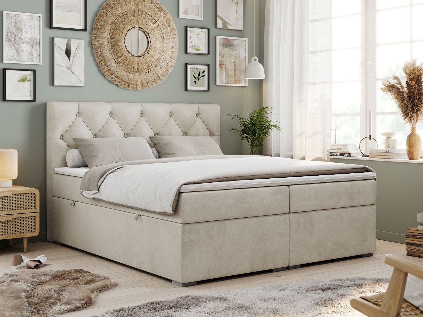 MKS MÖBEL Boxspringbett ALDA (Set, Packung, T30-Schaum, zwei Bettkästen, gepolsterte Kopfstütze), Doppelbett, Multipocket-Matratzen, Modern Bett MKS MÖBEL Boxspringbett ALDA (Set, Packung, T30-Schaum, zwei Bettkästen, gepolsterte Kopfstütze), Doppelbett, Multipocket-Matratzen, Modern Bett von MKS MÖBEL