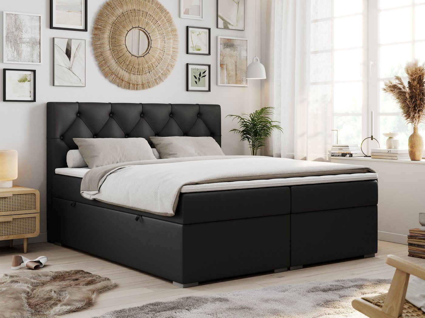 MKS MÖBEL Boxspringbett ALDA, Doppelbett mit Multipocket-Matratze - Modern Bett von MKS MÖBEL