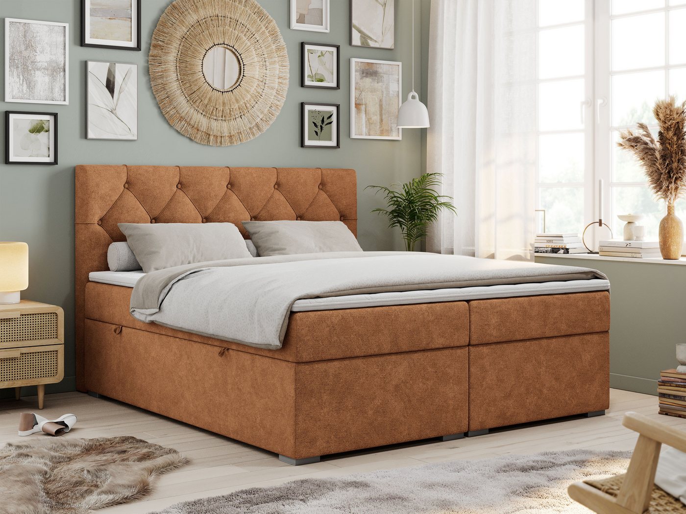 MKS MÖBEL Boxspringbett ALDA (Set, Packung, T30-Schaum, zwei Bettkästen, gepolsterte Kopfstütze), Doppelbett, Multipocket-Matratzen, Modern Bett MKS MÖBEL Boxspringbett ALDA (Set, Packung, T30-Schaum, zwei Bettkästen, gepolsterte Kopfstütze), Doppelbett, Multipocket-Matratzen, Modern Bett von MKS MÖBEL