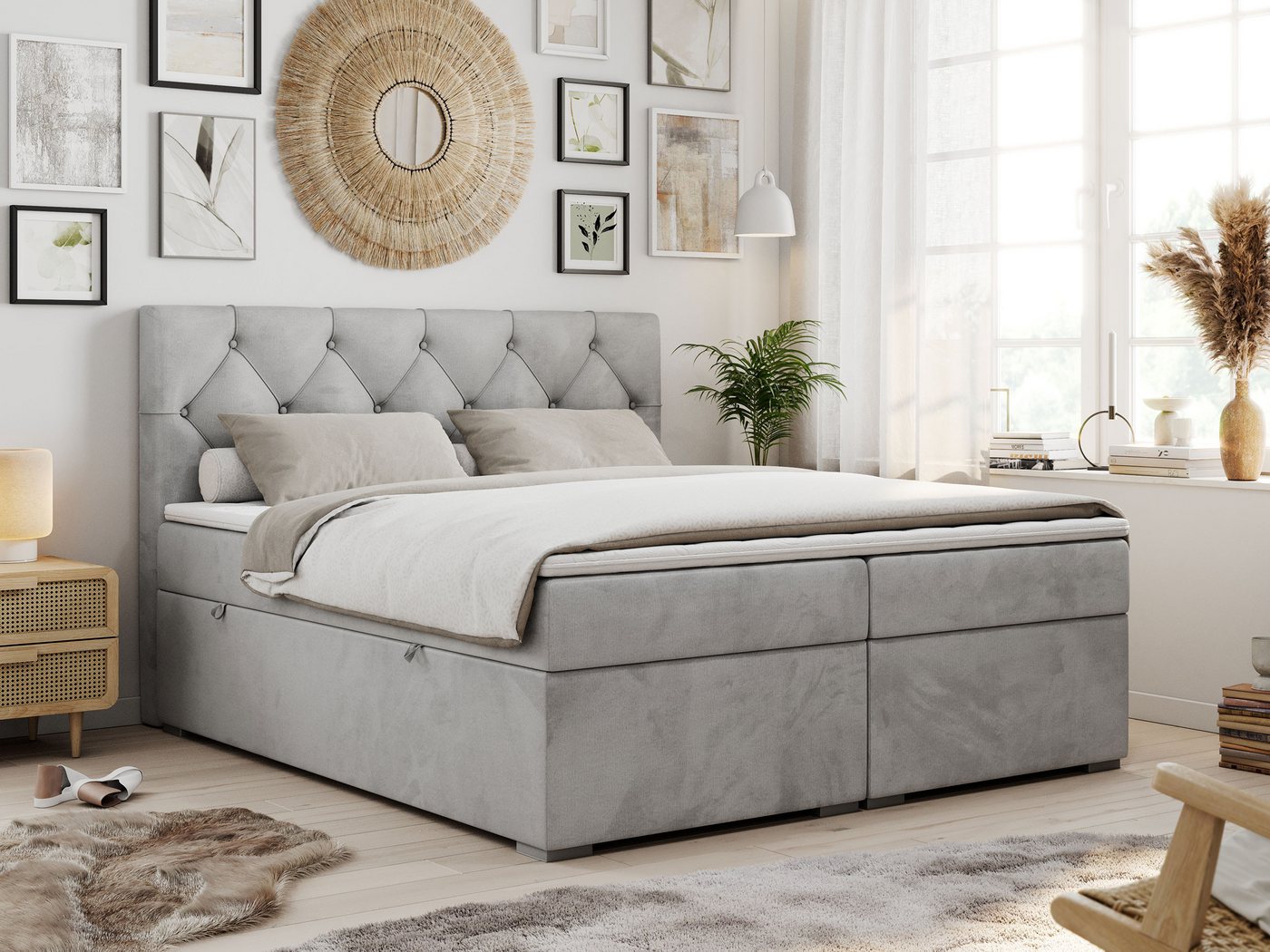 MKS MÖBEL Boxspringbett ALDA (Set, Packung, T30-Schaum, zwei Bettkästen, gepolsterte Kopfstütze), Doppelbett, Multipocket-Matratzen, Modern Bett MKS MÖBEL Boxspringbett ALDA (Set, Packung, T30-Schaum, zwei Bettkästen, gepolsterte Kopfstütze), Doppelbett, Multipocket-Matratzen, Modern Bett von MKS MÖBEL
