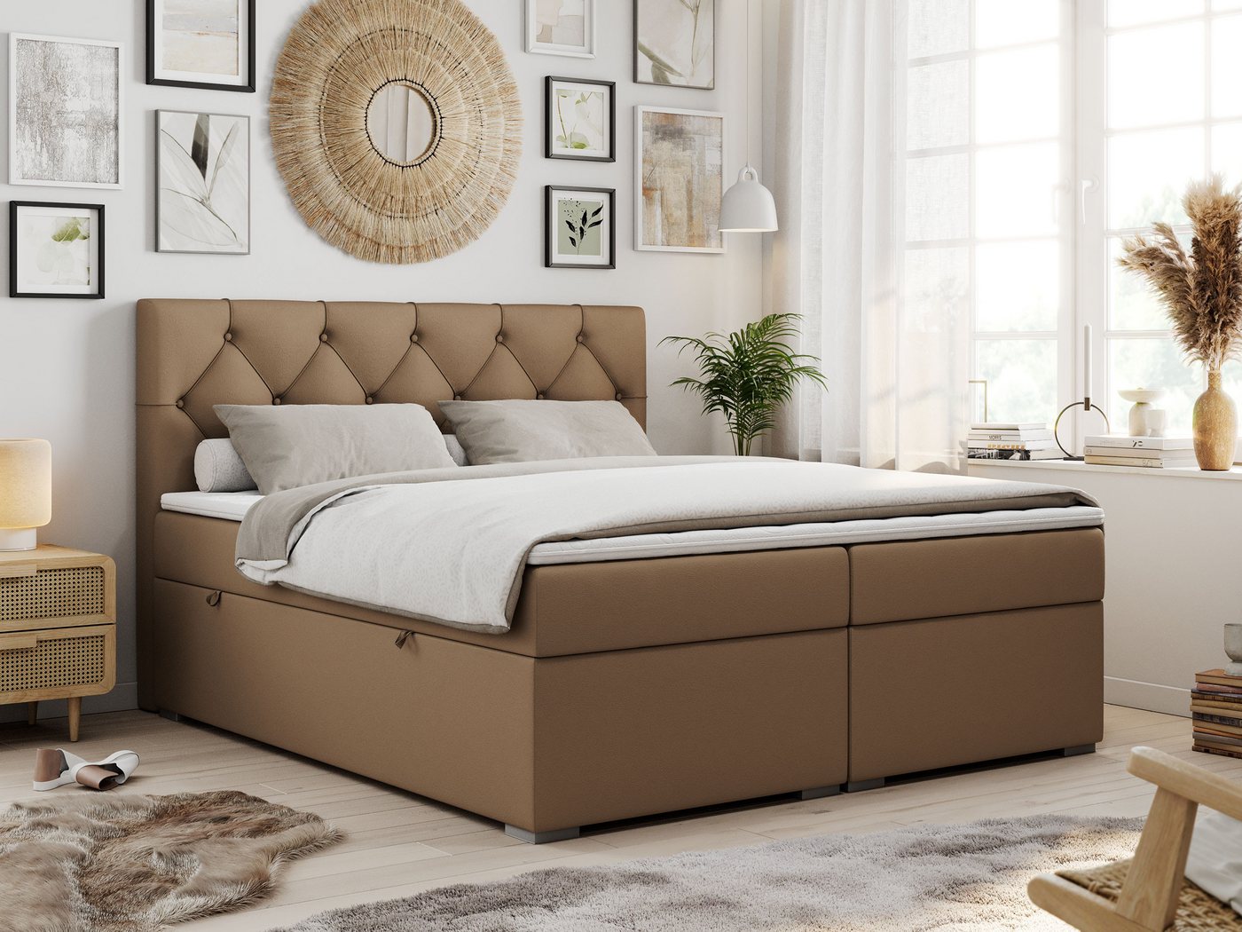 MKS MÖBEL Boxspringbett ALDA (Set, Packung, T30-Schaum, zwei Bettkästen, gepolsterte Kopfstütze), Doppelbett, Multipocket-Matratzen, Modern Bett MKS MÖBEL Boxspringbett ALDA (Set, Packung, T30-Schaum, zwei Bettkästen, gepolsterte Kopfstütze), Doppelbett, Multipocket-Matratzen, Modern Bett von MKS MÖBEL