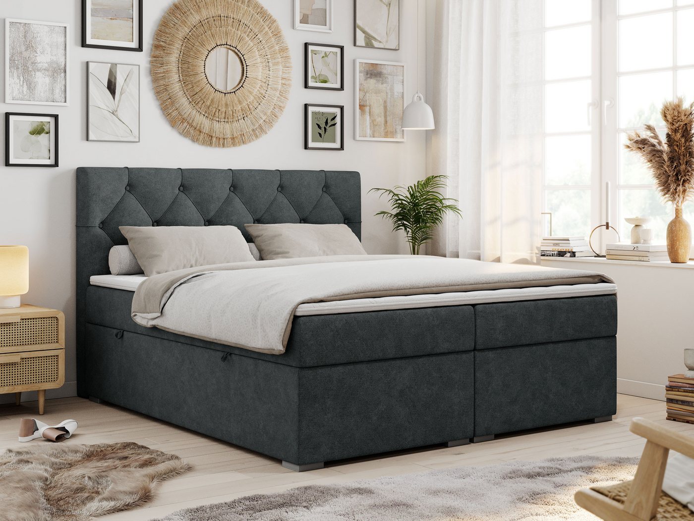 MKS MÖBEL Boxspringbett ALDA (Set, Packung, T30-Schaum, zwei Bettkästen, gepolsterte Kopfstütze), Doppelbett, Multipocket-Matratzen, Modern Bett MKS MÖBEL Boxspringbett ALDA (Set, Packung, T30-Schaum, zwei Bettkästen, gepolsterte Kopfstütze), Doppelbett, Multipocket-Matratzen, Modern Bett von MKS MÖBEL